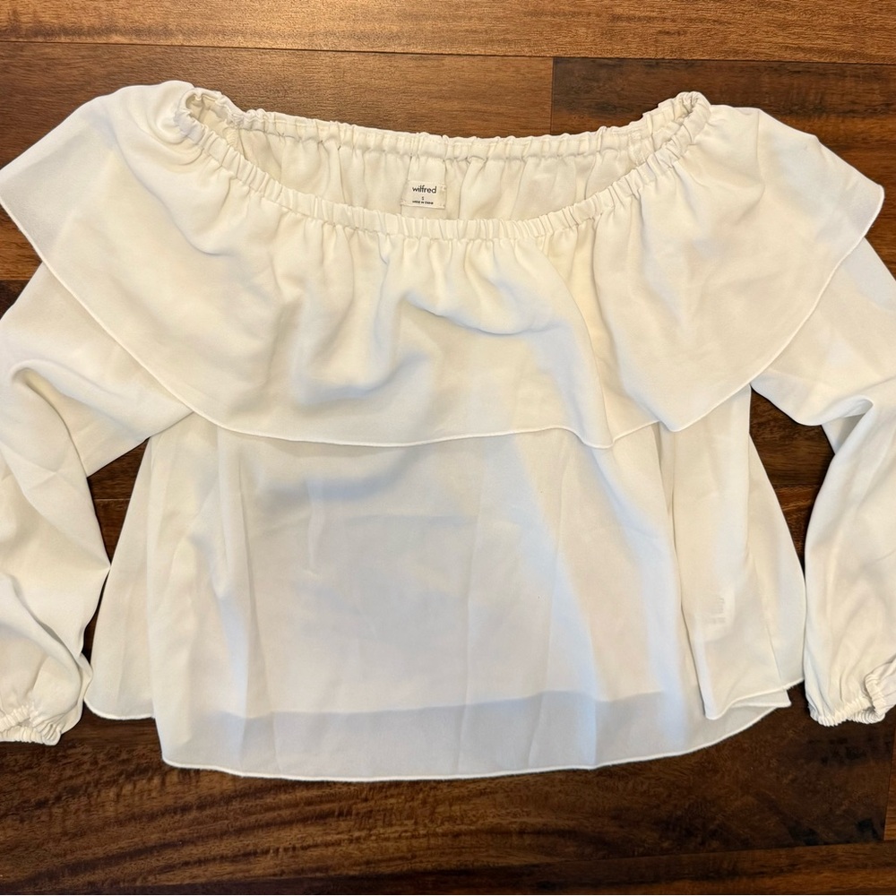 Wilfred White Off-Shoulder Ruffle Top